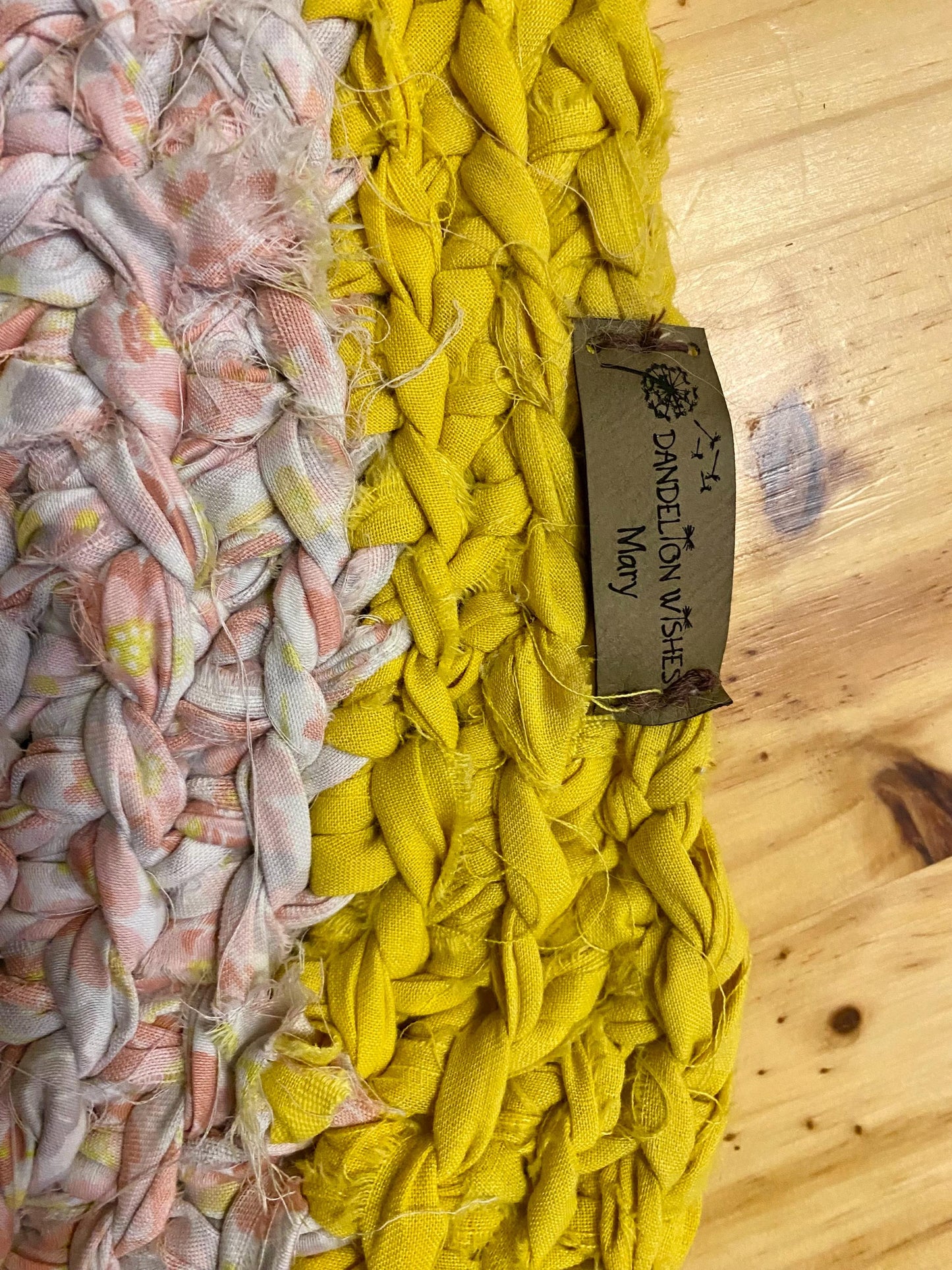 Handmade, Upcycled, Crocheted Rag Rug/Table Topper/Pet Mat (approximately 22” diameter)